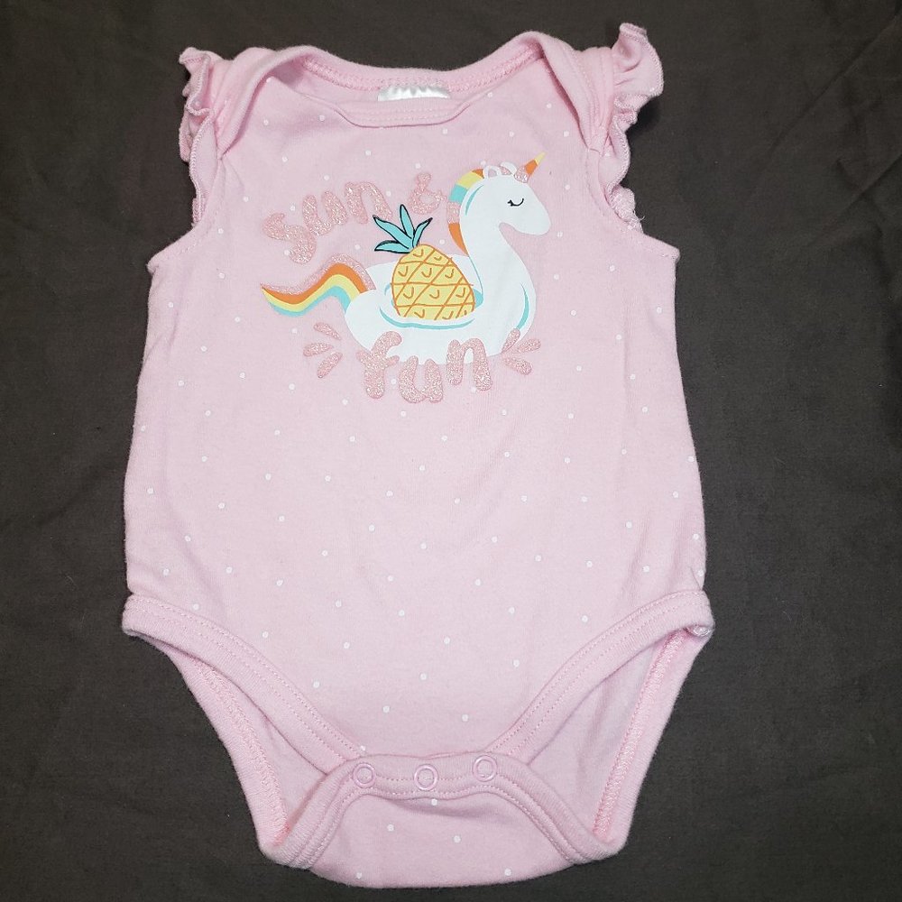 Bodysuit Sun and Fun Glittery Polka Dot Ruffle Sleeve Pool Floaty Size 6-9M